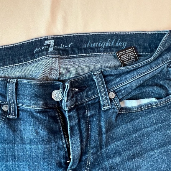 7 For All Mankind Womens Stretch Straight Leg Pockets Denim Jeans Blue Size 28 - Picture 2 of 4